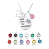 Pendant Necklaces Fashion Stainless Steel You Are My Sunshine Inspirational Necklace 12 Color Birthstone Heart Charm Women Friendshi Dhqaf