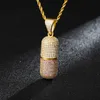 Pendant Necklaces 2021 New Ice out Capsule Pill Pendant Necklaces Gold Sweater Chain Necklace Choker for Women Hip Hop Punk crystal Jewelry Gift G230206