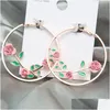 Hoop Huggie Fashion Jewelry Vintage Rose Flower Earrings Circle Drop levering Dhesn