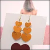 Ciondola il lampadario Fashion Designer Twoside Orecchini in pelle PU per le donne Ragazza Colorf Charm cuore Leggero orecchino a gancio lungo Chr Dhz3A