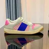 Designerskie buty w paski Moda Brudna skóra Sznurowane buty do tenisa Niskie góry Płótno Sportowe Casual Mężczyźni Kobiety Screener Sneaker w rozmiarze 35-44