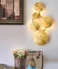 Lampade da parete Lustro rame Lampada foglia di loto oro Vintage Retro Comodino Soggiorno Art Decor Illuminazione domestica Applique DecorazioneParete