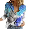 Women's Blouses Ladies Shirts For Women Long Sleeve Turn Down Collar Single Breasted Top Butterfly Print Casual Loose Summer Shirt 4