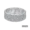 Link Chain Super Flash Crystal Mtilayer Row Diamond Elastische armbanden voor dames mode luxe armband sieraden cadeau drop levering dhbhv