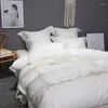 Bedding Define Luxury Egyptian Cotton Bordertery Consolador Branco de Linho Vermelho Red Duvet Filfa/Cama Pouco para Presentes