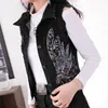 Gilet da donna con paillettes moda ricamo gilet sottile donna coreano sfilacciato giacca senza maniche in denim corto gilet casual donna S-3XL