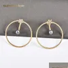 Brincos de argola de p￩rolas de p￩rolas de orelha Brincos de argola grande para mulheres simples Diamond Star Gold Gold Big Circle Zinc Jewelry Gift Drop Delivery Dhx4g