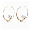 Hoop Huggie Fashion Pearl Colorf Crystal Big Earrings For Women Gold Metal Copper Large Circle Round Jewelry Wholesale Drop Deliver Dhlmc