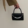 Kvällspåsar mbti lyxig vintage pärlkedja handväska damer sommar 2023 trendig krokodil tryck pu läder axel för kvinnor