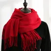 Scarves 2023 Winter Cashmere Women Scarf Female Luxury Lady Tassel Bandana Shawl Wraps Foulard