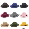 Sombreros de ala tacaña Mujeres Hombres Lana Vintage Gangster Trilby Fieltro Fedora Sombrero con caballero ancho Elegante Dama Invierno Otoño Jazz Caps 552 Dhfgw