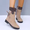 부츠 2023 여성 겨울 미드 송아지 부츠 신발 레이디 패션 스노우 허벅지 하이 스웨이드 따뜻한 보타 Zapatos de Mujer