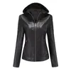 Veste à capuche amovible en similicuir pour femme automne hiver britannique Glen mode peluche chaud Six couleurs manteau en cuir synthétique polyuréthane haut femme