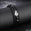 Charm Bracelets Mtilayer Leather For Men Rope Steel Bracelet Guitar Characterized Bracele Yzedibleshop Drop Delivery Jewelry Dh7Bs