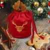 Confezione regalo 1020Pcs Sacchetti di Natale Velluto con coulisse Regali Corna di alce Renna Imballaggio per decorazioni natalizie Bomboniere 230206