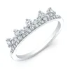 Cluster Rings Diamond Ring 10K White Gold Brilliant Round Cut Tiara Crown Accent Band 0,45 TCW