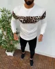 Herrtröjor Autumn Winter Warm Fashion Mens Slim Fit Sweatshirt Pullover Leopard Print Crew Neck Sports 2023 Drop Shippinh