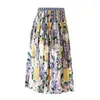 Skirts Real S 2023 Spring And Summer High Waist Thin Gentle Pleated Floral Mid-length A-line Skirt Umbrella