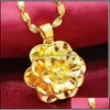 Küpe Kolye Kadın Mücevher Seti Sevimli Kaplama 18 K Katı Altın GF Gül Kolye Çiçek Kolyeleri/Küpe Avrupa Düğün Kız Hediye Dhopx