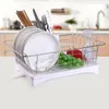 Table Mats Stainless Steel Dish Drainer Kitchen Plate Rice Ladle Scoop Storage Wire Basket Shelf Organizer With Fork Spoon Chopstick Holder