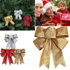 Christmas Decorations 4Pcs 25x18cm Decoration Ornament Hanging Knot Bowknot Butterfly Decore Tree (Gold)