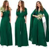 Emerald Green Bridesmaid Dress Silk Satin Infinity Jumpsuits With Pockets Garden Wedding Party Gästklänningar V-ringning Prom Special Tillfälle Wear