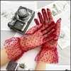 Five Fingers Gloves Women Sexy Transparentes Short Dot Print Black White Mesh Tle Female Club Prom Party Dancing Dress Glove 2021123 Dhoxu