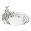 Plates Delicate Zinc Alloy Peacock Shape Cookie Candy Vanity Storage Serving Tray Home Supplies Platter Nut Bowl