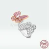 VAC 4 Vier Blattklee Designer Schmetterlinge Bandring mit Diamant Original 925 Silber Sterling 18K Gelbgold Schmuck Engagemen290h
