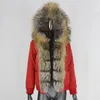 Trenchs de femmes CXFS 2023 Bomber imperméable Parka Veste d'hiver Femmes Naturel Véritable Col De Fourrure Manteau À Capuchon Amovible Chaud Vêtements D'extérieur