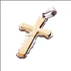 Colliers pendants de qualité supérieure en acier inoxydable croix biblique Verse chrétien Jésus crucifix Biker Chain pour femmes hommes Titanium Drop del Otlp3