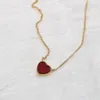 Hangende kettingen rode carneliaanse hart ketting voor vrouwen roestvrij staal natuursteen eenvoudige minimalistische trendy accessoires