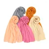 Scarves Women High Quality Pleated Bubble Chiffon Hijab Fashion Wrinkle Muslim Head Scarf Hijabs Luxury Solid Color Shawls