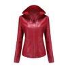 Women's Leather & Faux Autumn Winter Detachable Hooded Jacket British Glen Fashion Plush Warm Six Colors Pu Coat TopWomen's
