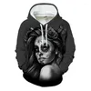 Herren-Kapuzenpullover, cooler Damen-Kapuzenpullover, Totenkopf-Druck, Peking-Oper-Kunst, 3D-Halloween-Straßenkleidung, Markenmantel, Herbst und Winter