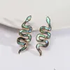 Boucles d'oreilles pendantes lustre Punk ormeau serpent torsadé pour femmes longue Serpentine cuir Python peau de serpent bijoux en grosDangle