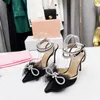 Mach Women Lady 9.5cm Bowtie Dress Sandal Buty Blingbling High Heels Formalne imprezowe klub wieczorne buty koktajlowe MH3932