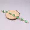 Link Bracelets Real Jade Gp Bracelet 18K Gold Plated For Women Zircon Shiny Heating Female's Green Stone Lace 18.5cmL