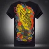 Herr t-skjortor kinesisk stil stor bläckfiskmönster tryck mode kort ärmskjorta sommar 2023 toppkvalitet bomull lyx män m-4xl