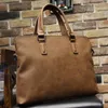 Bortkörningar Crazy Horse Pu Leather Men Portfölj 2023 Business Computer Bag Luxury Handväska för multifunktion axel Maletin Hombre