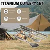 Учетный наборы наборов столовой приводительной вилки набор ложки Ti Camping Utility Countor Harding с сумкой для переноски для путешествий пикник hi j5b3