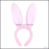 Headbands Cute Fluffy Rabbit Ears Headband For Women Halloween Easter Cosplay Hairband Headwear Female Bunny Hair Accessories 2171 T Dhjcw