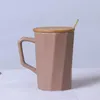 Mugs Northern Europe Originality Polygon Wood Handle Ceramics Coffee Office Gift Cup Afternoon Tea Teacup