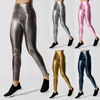 Pantalons actifs Leggings en similicuir extensibles pour femmes Collants taille haute sexy Crayon de yoga avec poches Leggins push-up