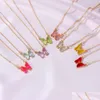 Anhänger Halsketten Koreanische Super Fee Mädchen Fantasie Glas Kristall Schmetterling Weibliche Schlüsselbein Kette Frauen Halskette Drop Lieferung Schmuck Dhlda