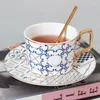 Tazze Piattini Nordic Fashion Bone China Coffee Cup Set Home Office Piatto da latte in ceramica Cucchiaio regalo