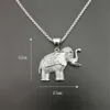 Pendant Necklaces Iced Out Zircon Elephant Pendant Animal Necklace Jewelry Gold Color Stainless Steel Bling CZ Men's Hip Hop Pendant For Women G230206