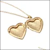 Pendant Necklaces Phase Box Necklace Valentine Lover Gift Hollow Out Water Drop Shell P O Frames Open Locket Gold Plated Beautifly C Dhz0I