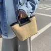 Borsa estiva in paglia intrecciata per donna, nuova borsa versatile in tessuto per piccoli gruppi, borsa tote monospalla per pendolarismo