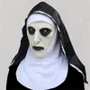 Party Masks Nun Latex Mask med Headscarf Crucifix Terror Face Scary Cosplay Thriller Para Fiesta Horror Mascara Cross 230206